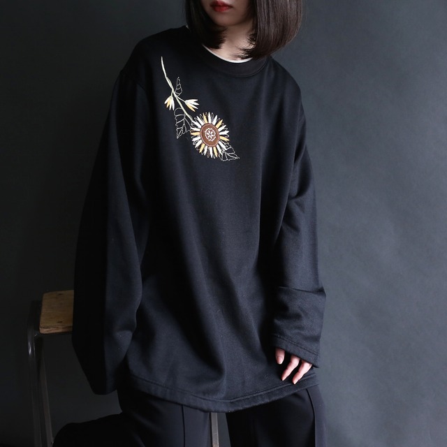 sun flower embroidery design loose sweat