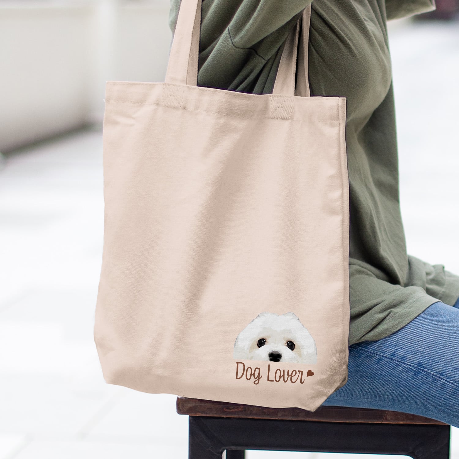 マルチーズ 毛色1色 】キャンバス トートバッグ 犬 ペット うちの子