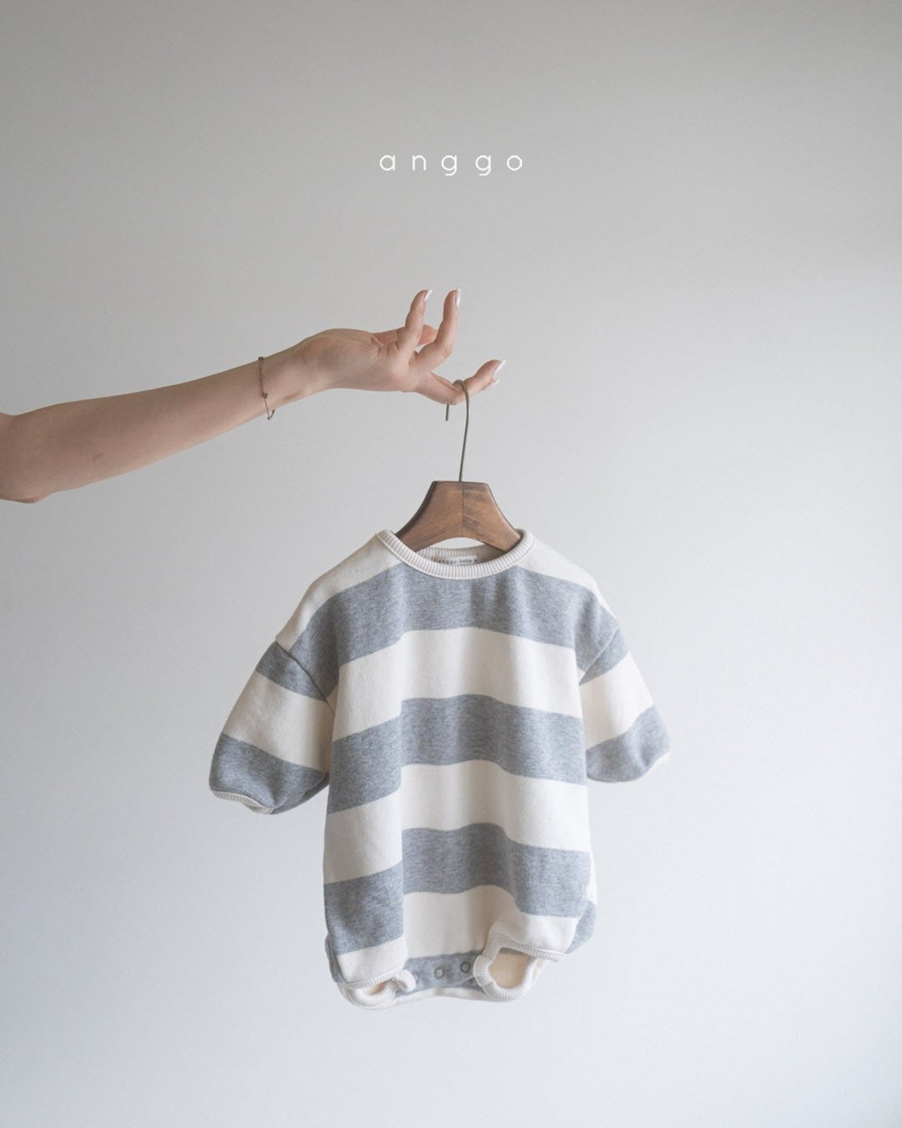 【anggo】デニッシュロンパース ストライプ 60〜80cm  240103 - 4