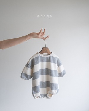 【anggo】デニッシュロンパース ストライプ 60〜80cm  240103