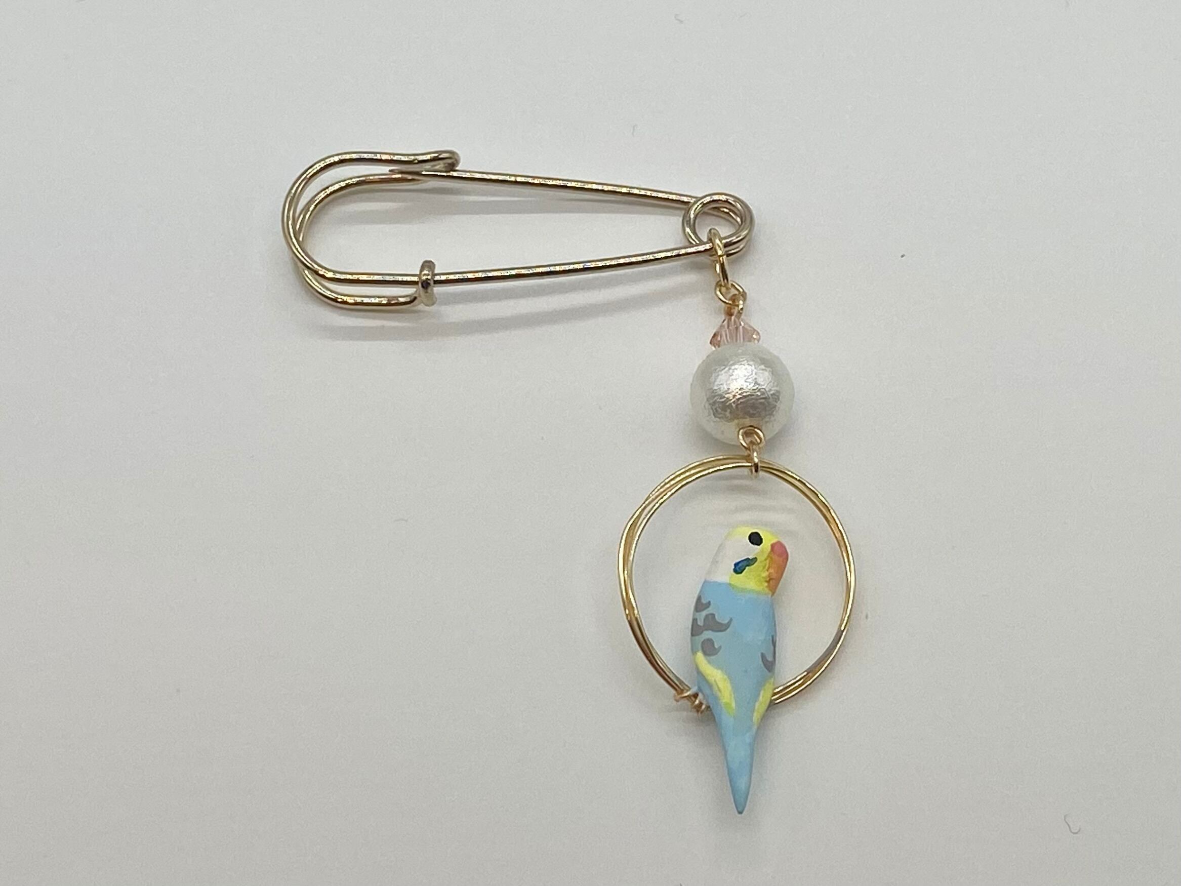 セキセイインコ(パステルレインボー)ブローチ