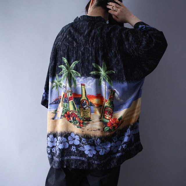 "BIG DOGS" XXX super over silhouette unique botanical pattern h/s shirt