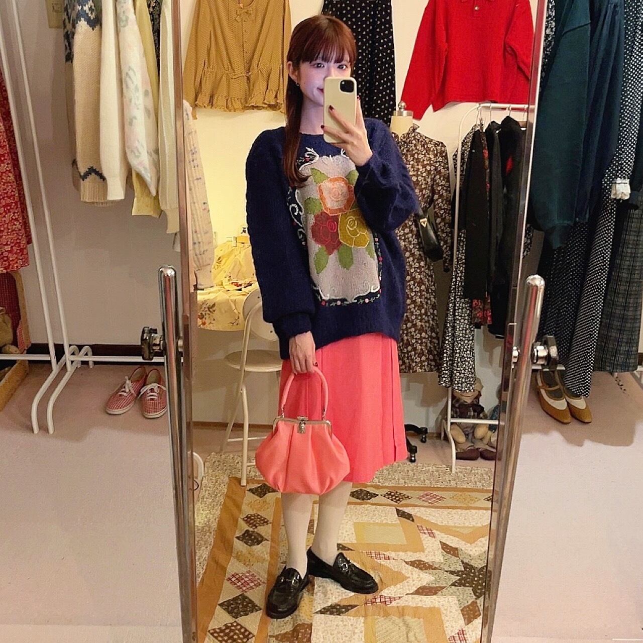 rose frame embroidery knit sweater