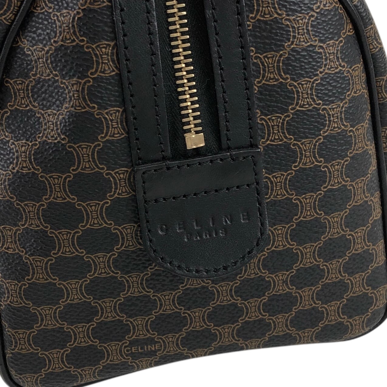 CELINE セリーヌ マカダム ショルダーバッグ ブラック ブラゾン型押し