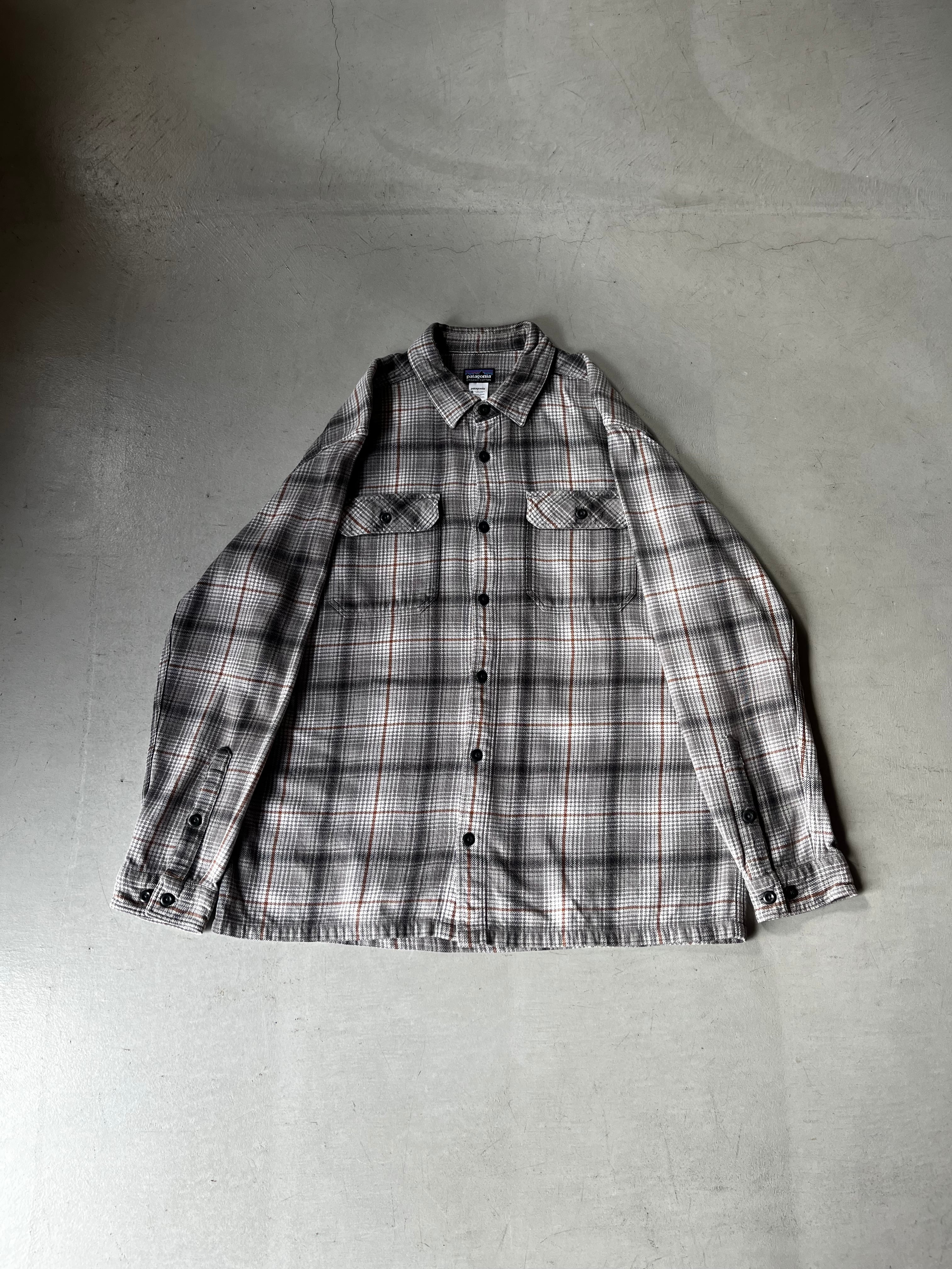 グレー×グレーライトブラウンL：00s patagonia パタゴニア フランネル 