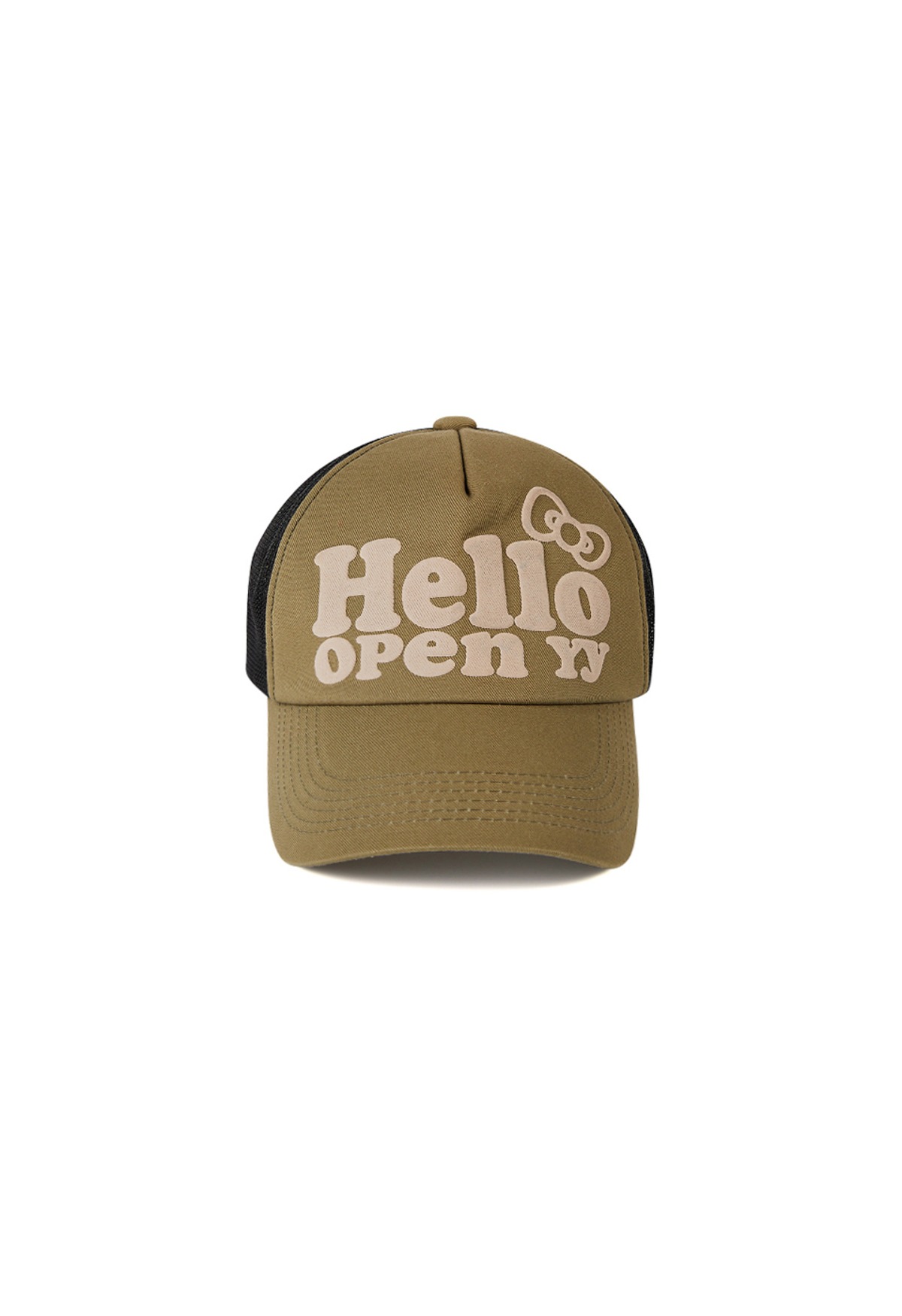 OPEN YY] HELLO KITTY X YY HELLO TRUCKER CAP, KHAKI 正規品 韓国 