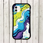 受注生産 iPhoneケース ライムとブルーの渦巻きマーブル｜マーブルアート PABS013C