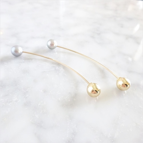 14kgf*Freshwater pearls arrow pierced earring(SV+GLD)