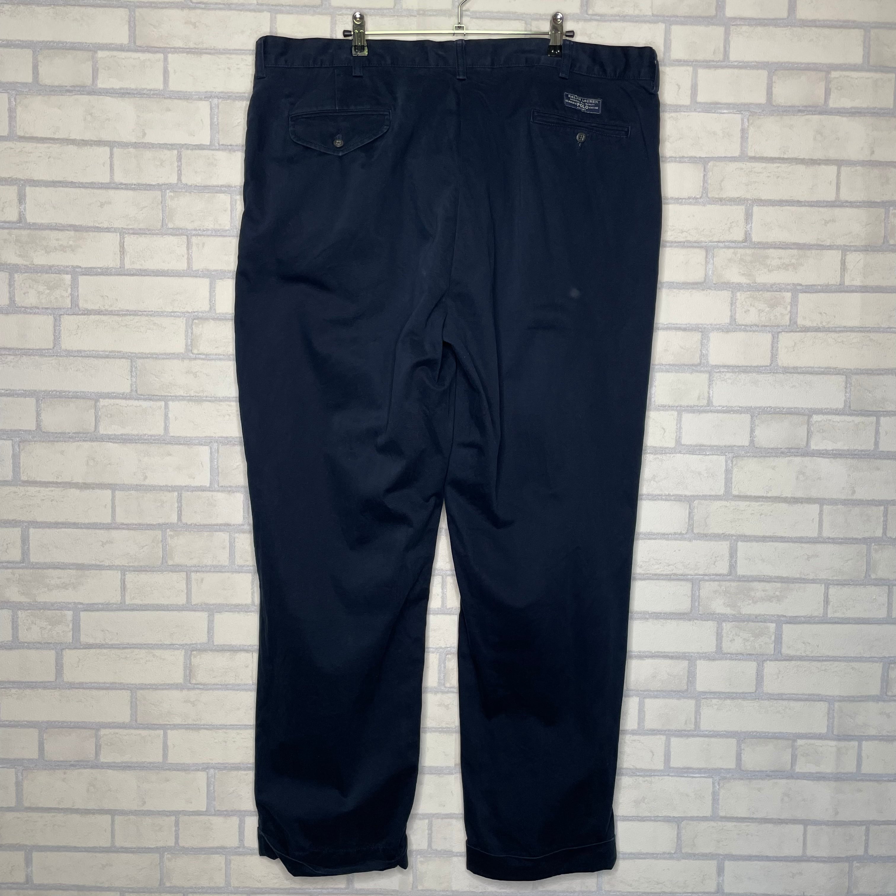 Polo By Ralph Lauren コットンパンツ W42×L32 ネイビー ポロチノ 