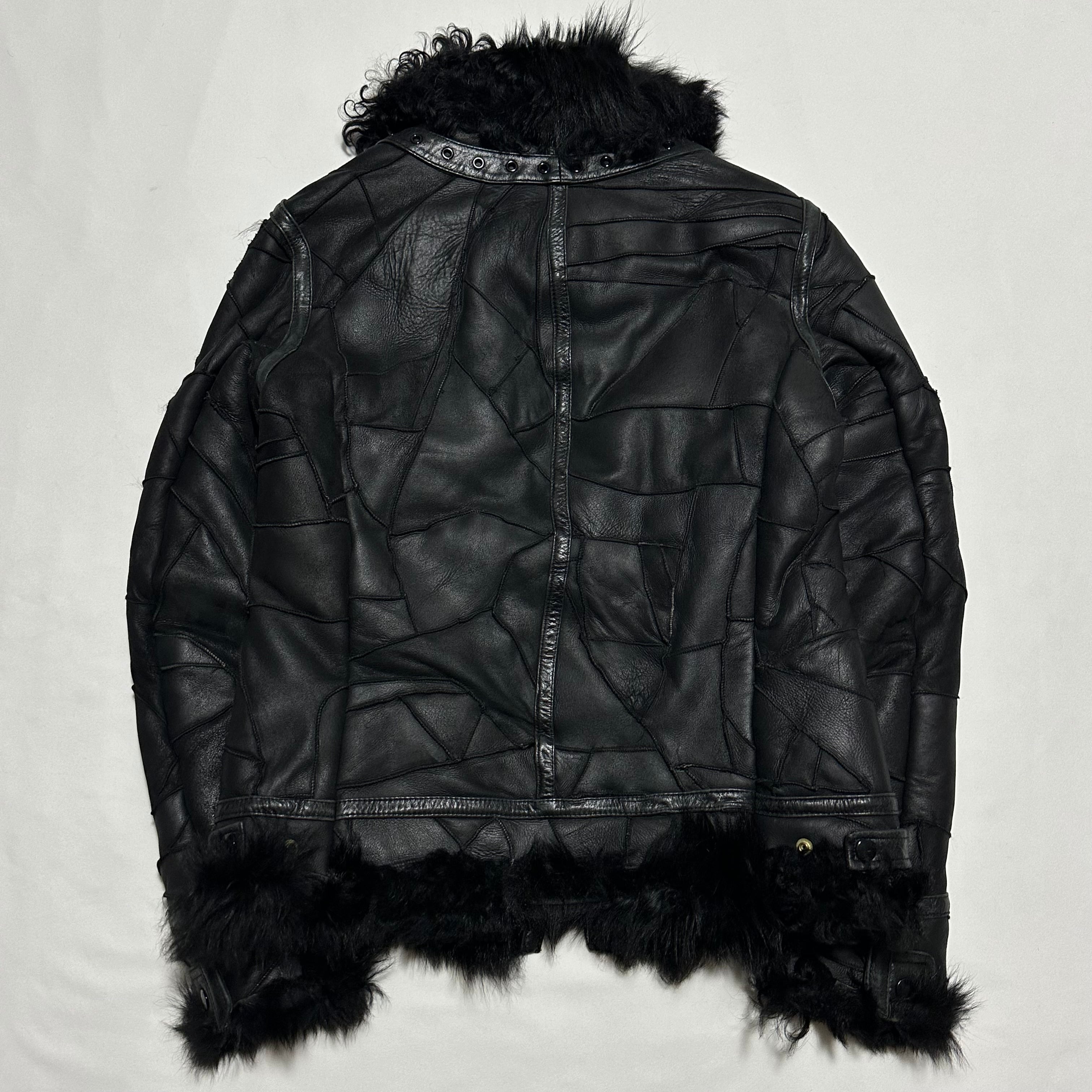 Phenomenon Beyond Description leather patchwork fur jacket 