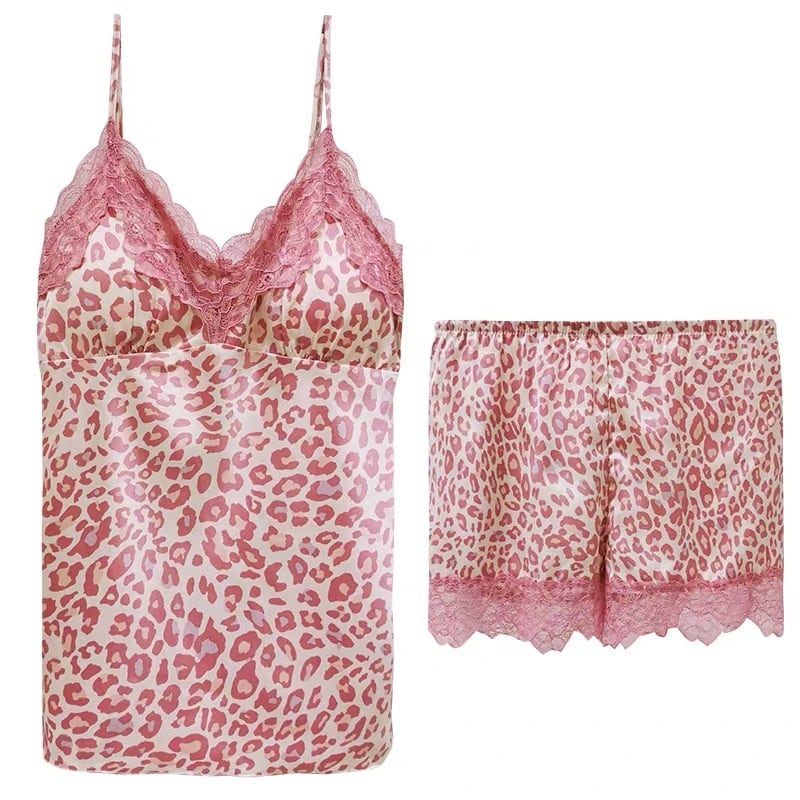 絵里　d.i.a ダイヤ　レオパード柄 ピンクキャミソール おうち可愛い】セットアップ ルームウエア XL ピンク レオパード