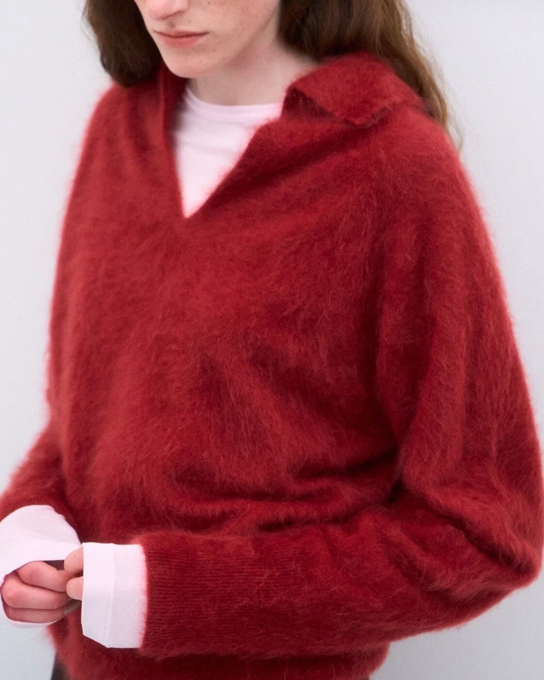 ATON/cashmere fur slipper polo