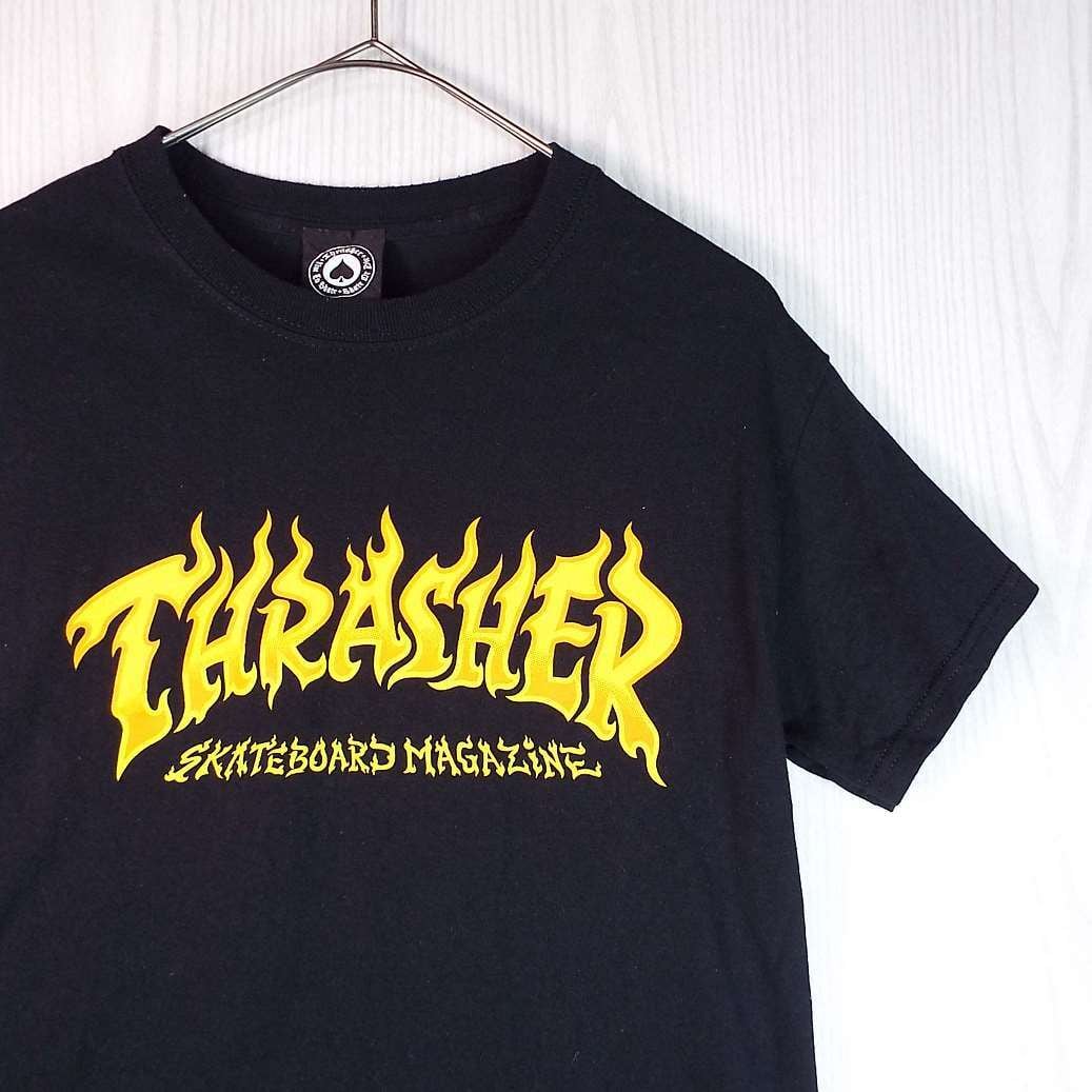 Sサイズ｜THRASHER スラッシャー ファイヤーパターン 炎 アーチロゴ 胸 ...