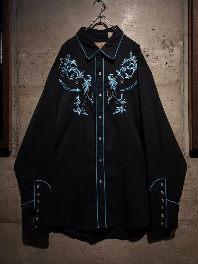 【Caka】"Scully" Embroidery × Studs Design Vintage Loose Western Shirt