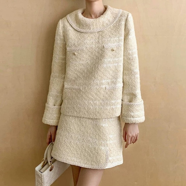 SET◆Round collar tweed setup　M1698
