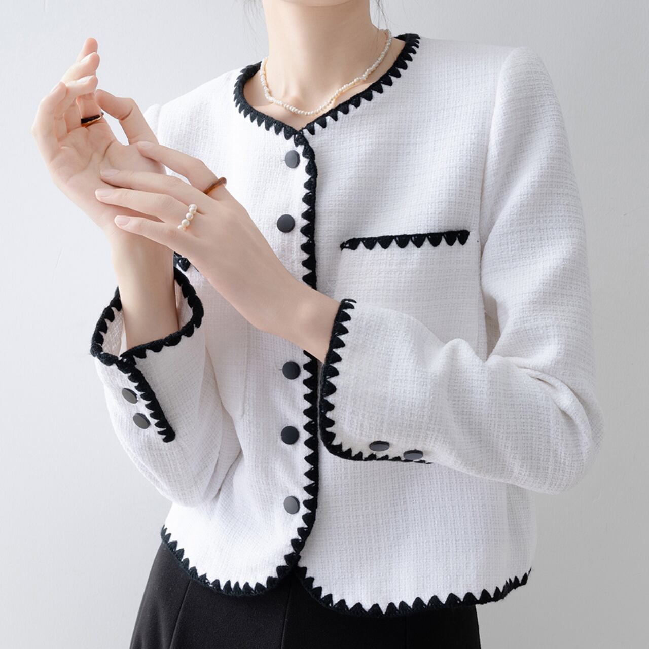 ラウンドネックモノトーンジャケット Me0777