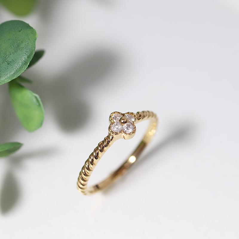 K18　花モチーフ　0.13ct　ダイヤモンドリング | jewelryway powered by BASE