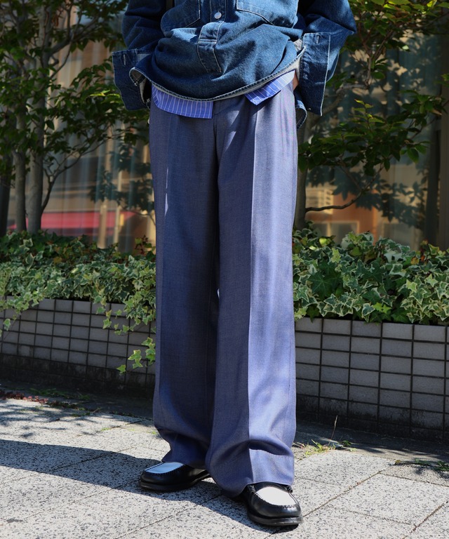 SEVEN BY SEVEN / 800-6240048 WIDE EASY FLARE TROUSERS - HEAVY CUPRA - (NAVY)