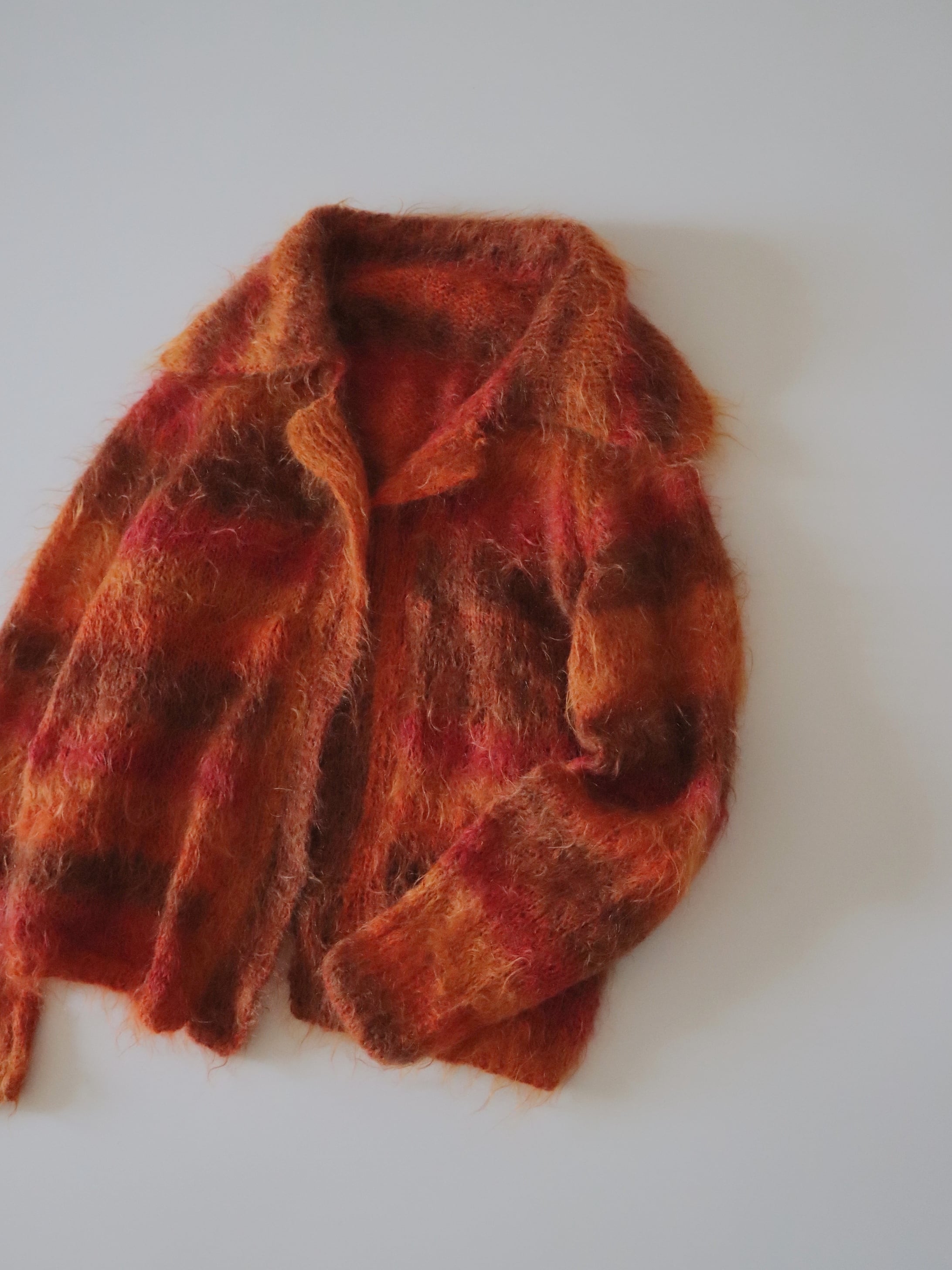 ●shaggy knitted design gradation color jacket cardigan