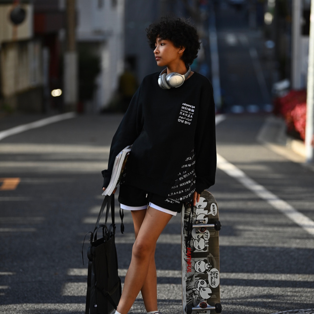 SALE 送料無料 【HIPANDA ハイパンダ】レディース クルーネック スウェット トレーナー WOMEN'S CREW NECK SWEAT SHIRT / WHITE・BLACK