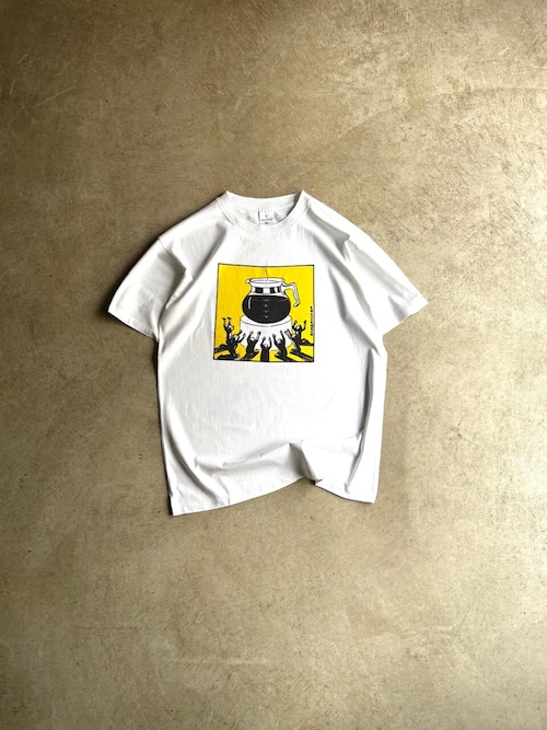 USA製 90's ALOLE COTTON PRINT T-SHIRTS “Coffee Worship”