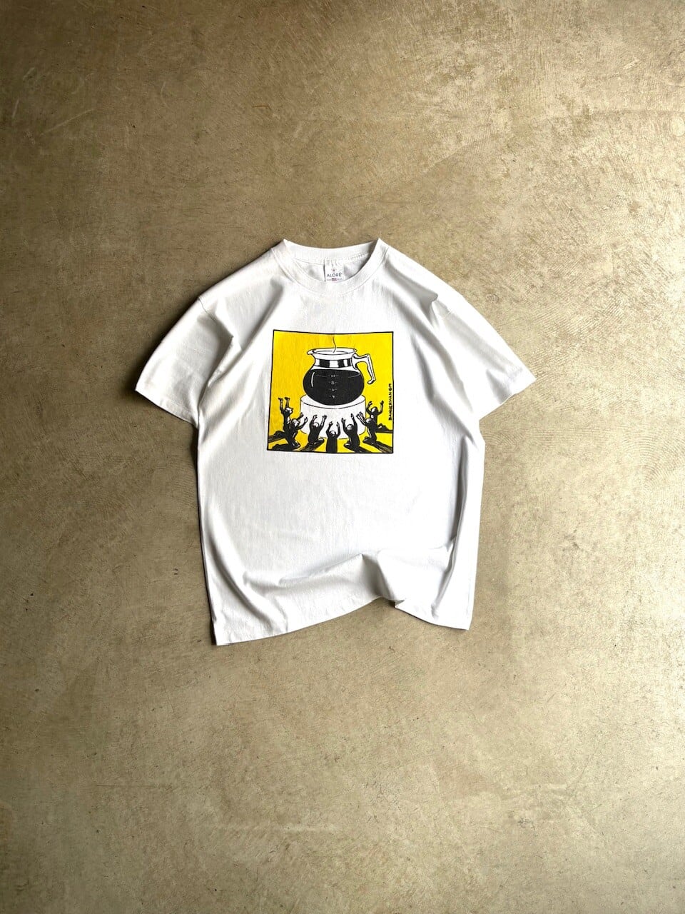 USA製 90's ALOLE COTTON PRINT T-SHIRTS “Coffee Worship”