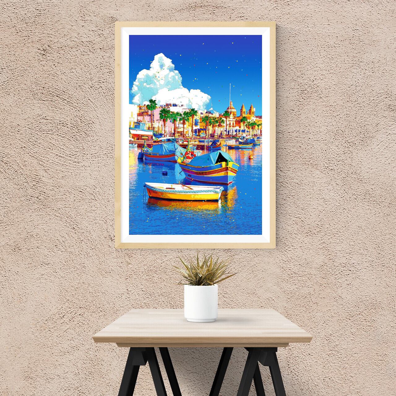 アートポスター】マルタ島 マルサシュロックの港（作品No.646
