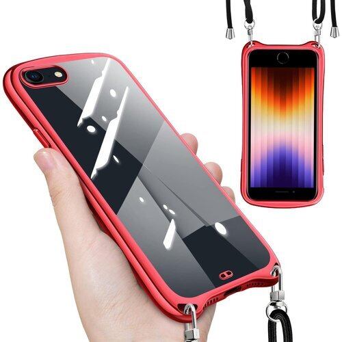 新品》 iPhone SE3 用 ケース クリア ショルダー ストラップ付き 
