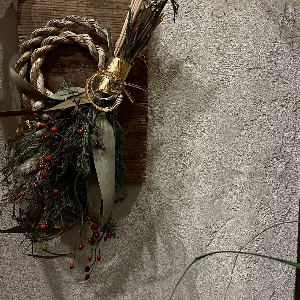 古材✕ドライフラワー✕真鍮✕しめ縄【Dried Flower Japanese wreath】