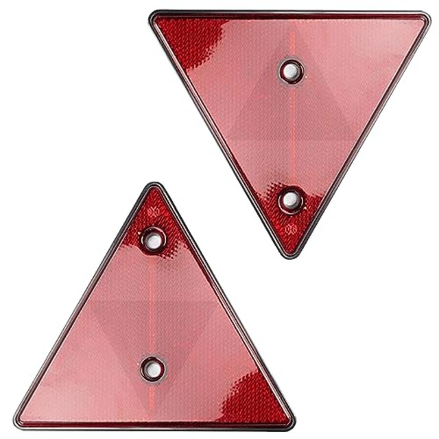リフレクター 三角反射板 2個セット 警告反射板 年次検査専用 自動車 トラック カードトレーラー トラクター バイク 船舶 汎用 小型 軽量 取り付け 簡単 用警告 夜の可視性 安全運転 低速車マーク 赤