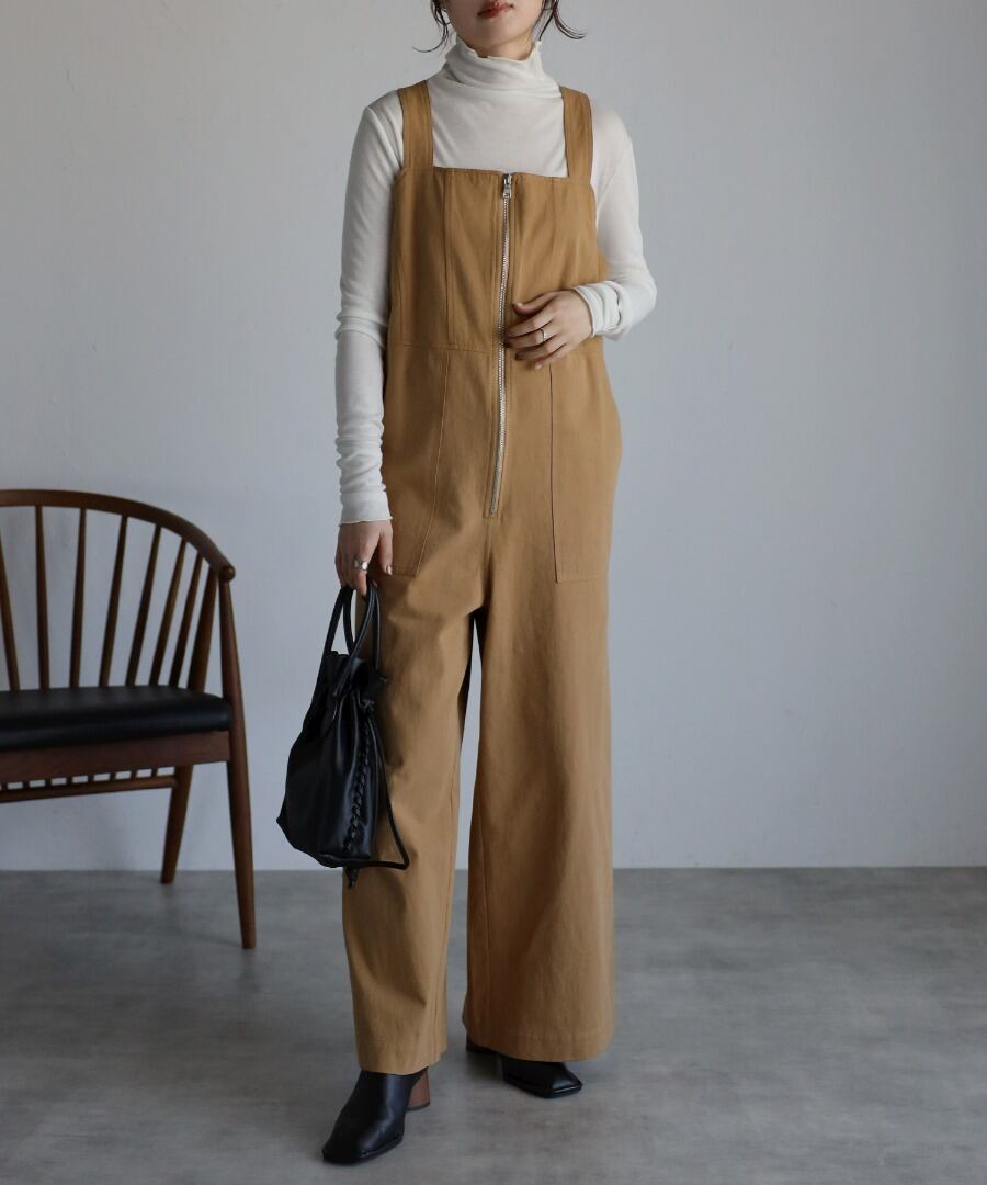 フロントジップサロペット