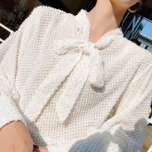 リボンタイブラウス　AJ44170-D03