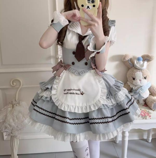 ゆめかわ♡全3カラー ネクタイ付きストライプメイド服 kos50☆ | ゆめ