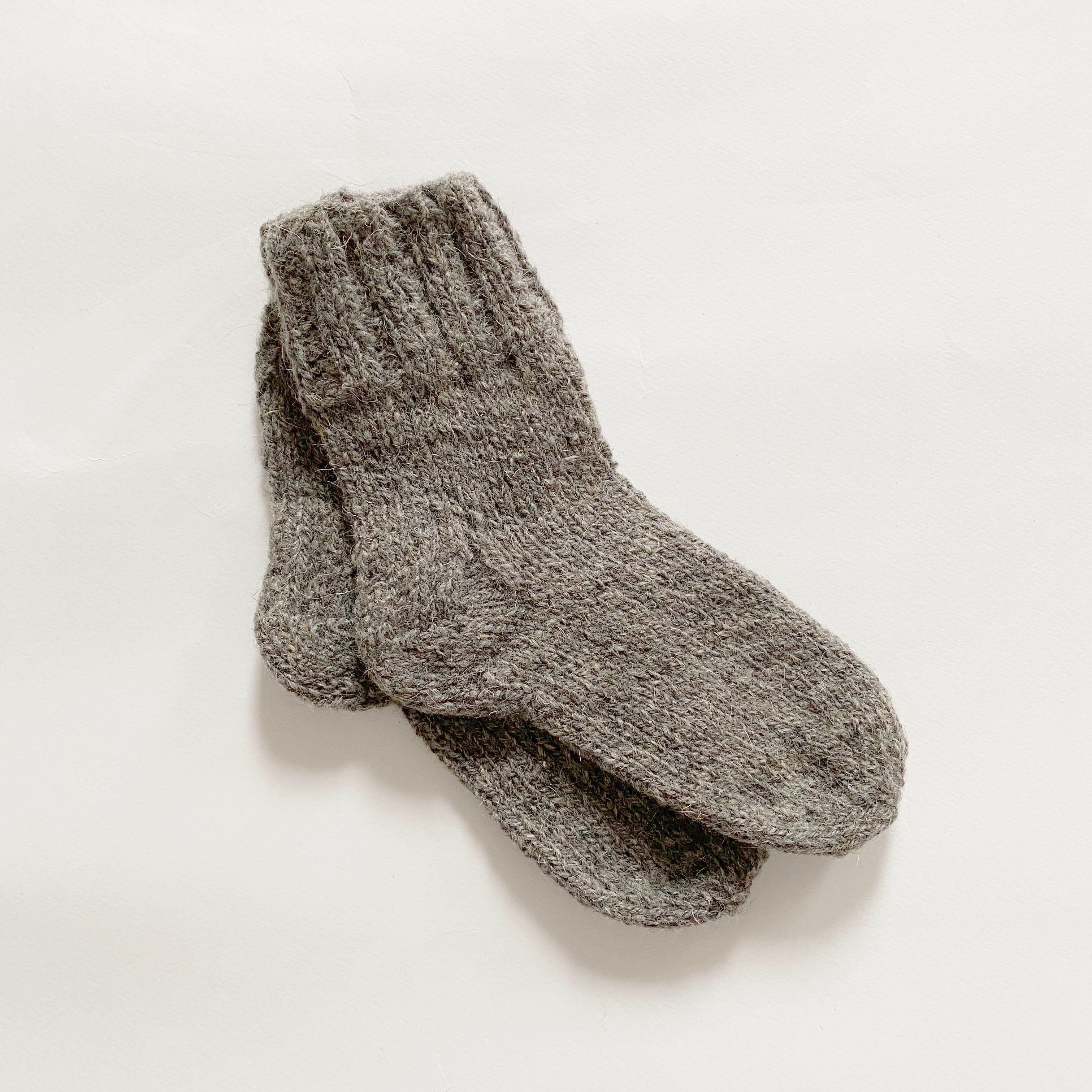 バルトの手編みウールの靴下/子供サイズ（グレー）