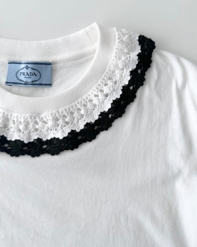 PRADA　CROCHET COLLAR T-SHIRT