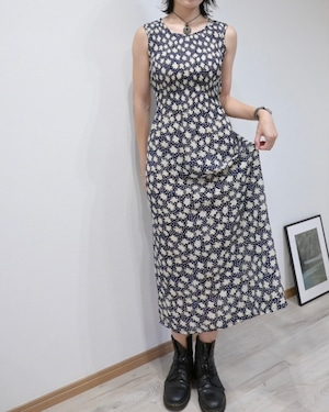 FLOWER PATTERN DRESS NAVY