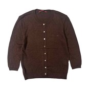 Mademoiselle NON NON マドモアゼルノンノン リネン100% 七分袖カーディガン M/ブラウン