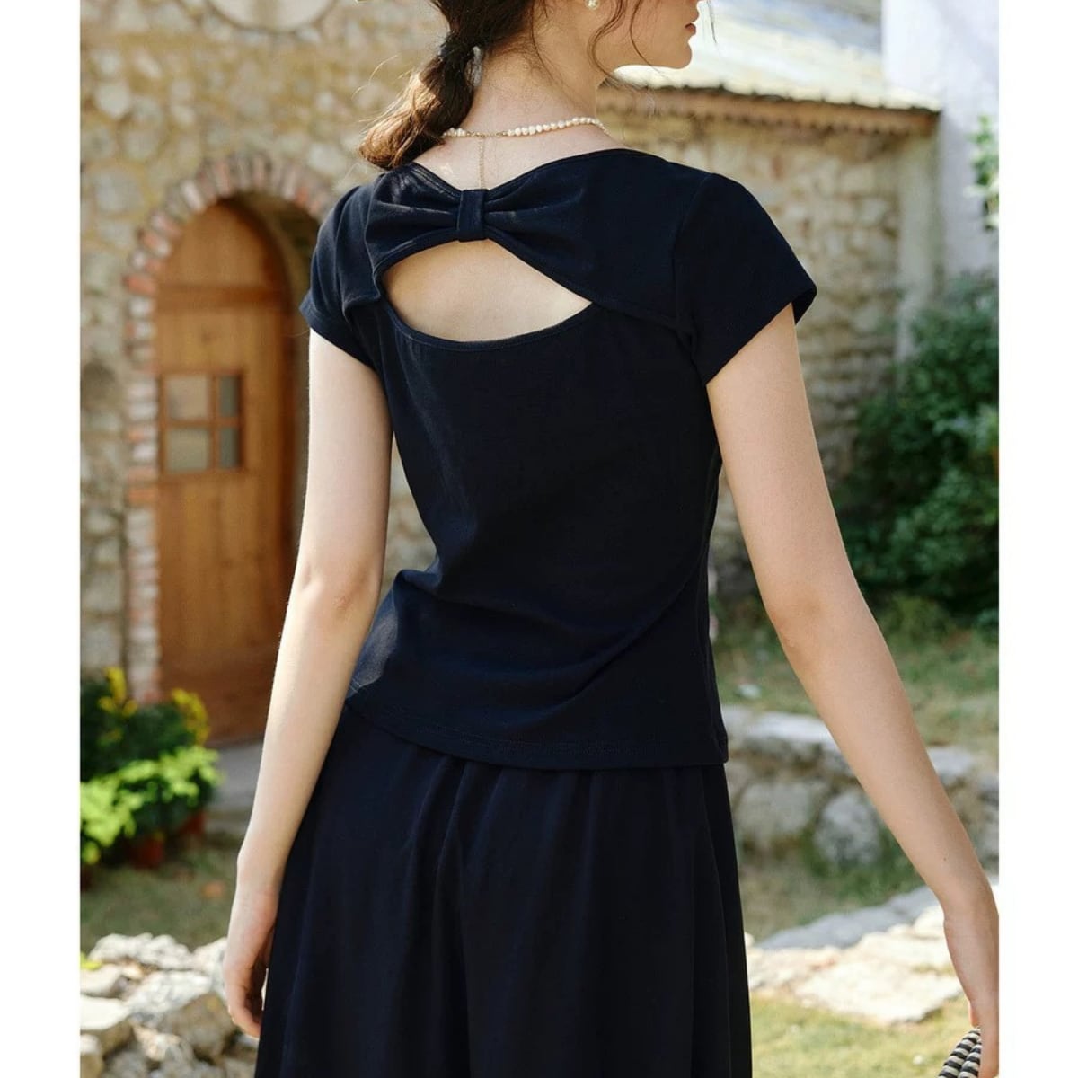 バックオープン リボンデザイン・プルオーバー ch0583