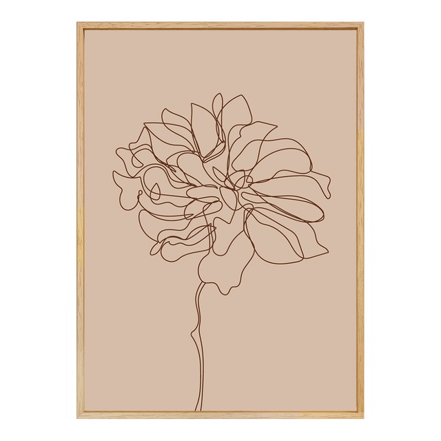 キャンバスアート「Line Art flower A」天然木フレーム 花 ラインアート アートパネル 415×575mm AFCA16