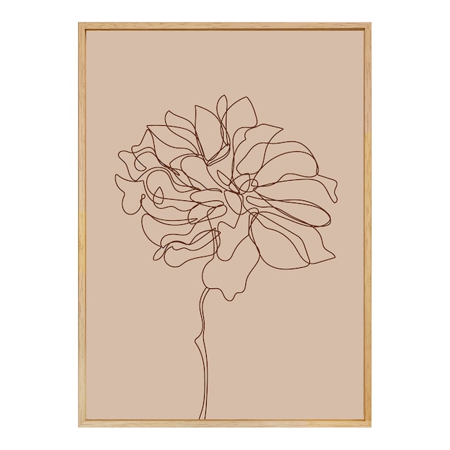 キャンバスアート「Line Art flower A」天然木フレーム 花 ラインアート アートパネル 415×575mm AFCA16