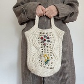 [Pattern] ケーブルメッシュ刺繍バッグ