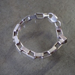 Italy heavy link chain bracelet square silver925 vintage イタリア製 シルバーブレスレット