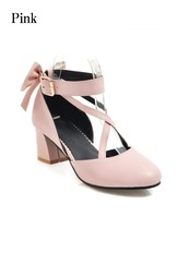 【0289】Back Ribbon Cross Strap Pumps Shoes
