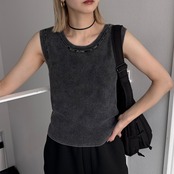 ヴィンテージライクリブtank/チャコール