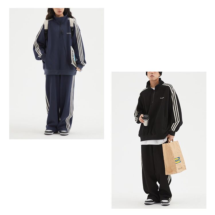 ★SIDE CONTRAST STITCHING LOOSE STRAIGHT SPORT PANTS　　　A0525