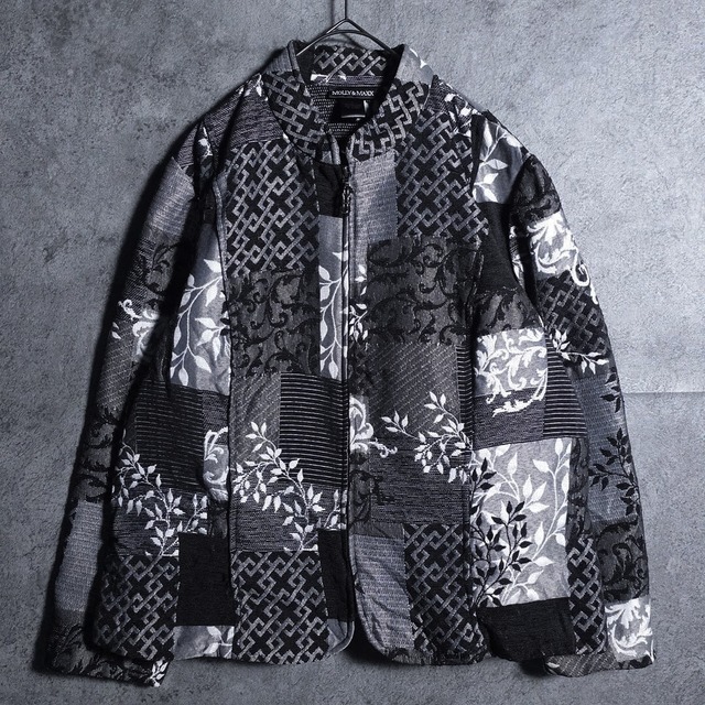 Monotone botanical motif panel pattern design jacket