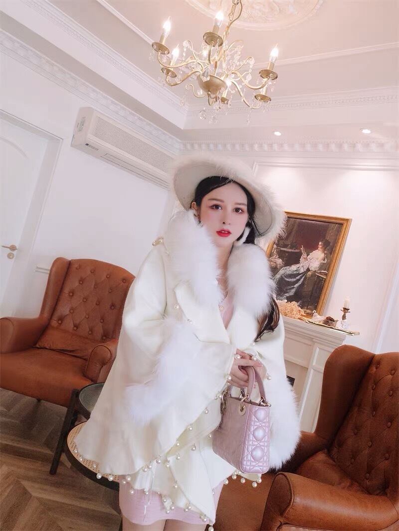 ポンチョ コート アウター パール 白 ファー | LOVEYsmileSHOP