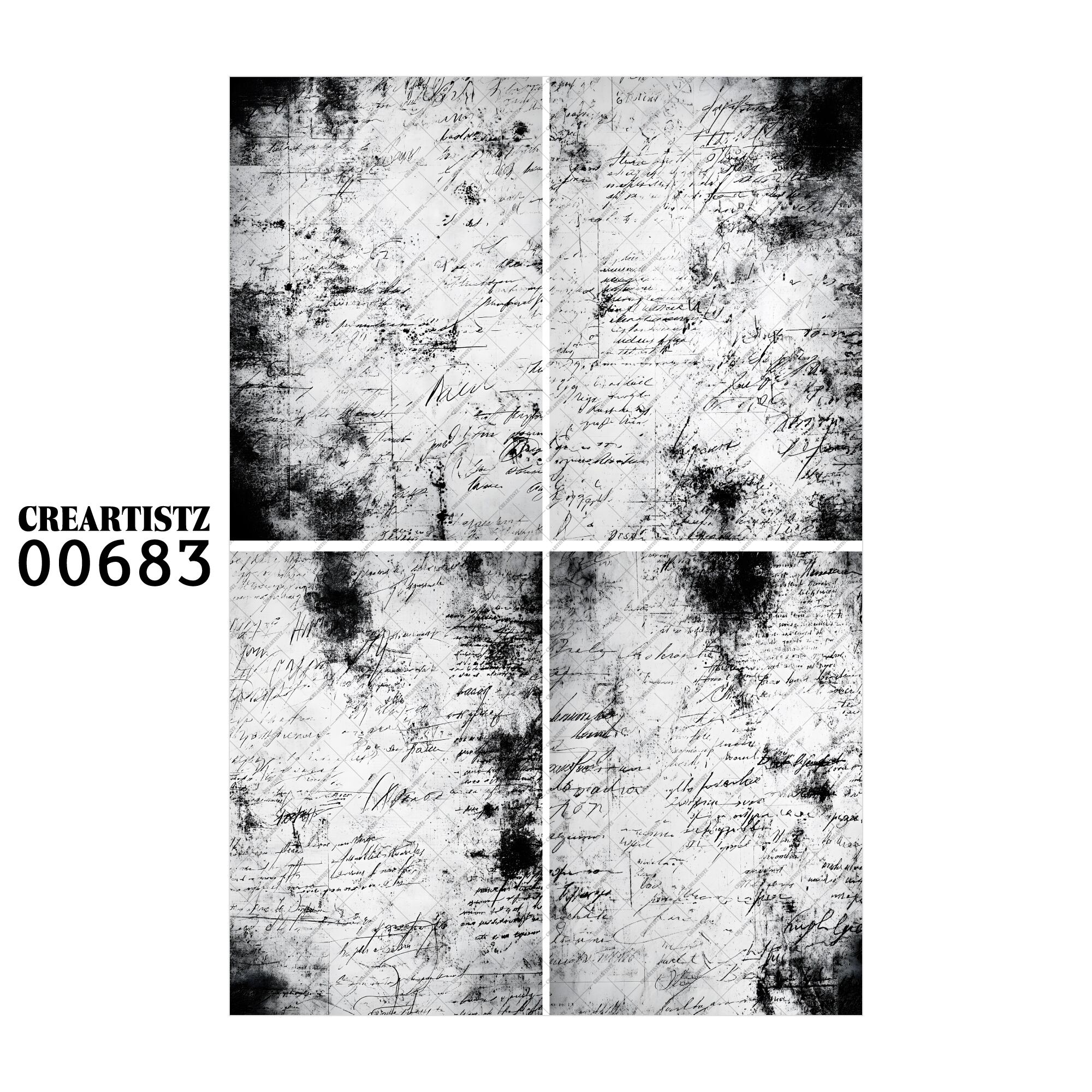 00683 背景 コラージュ素材 オリジナル 12枚セット (4種類×3枚) ペーパー/ステッカー CREARTISTZ