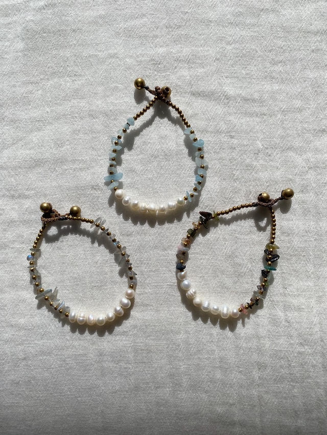 Stone & Pearl Bracelet《AQM/LBR/TRM》22385002