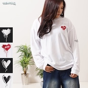 ◆ハート刺繍 ワイドシルエット L/S Tee◆bf-25101